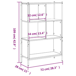 vidaXL Bookcase Grey Sonoma 72x28x109 cm Engineered Wood