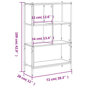 vidaXL Bookcase Brown Oak 72x28x109 cm Engineered Wood