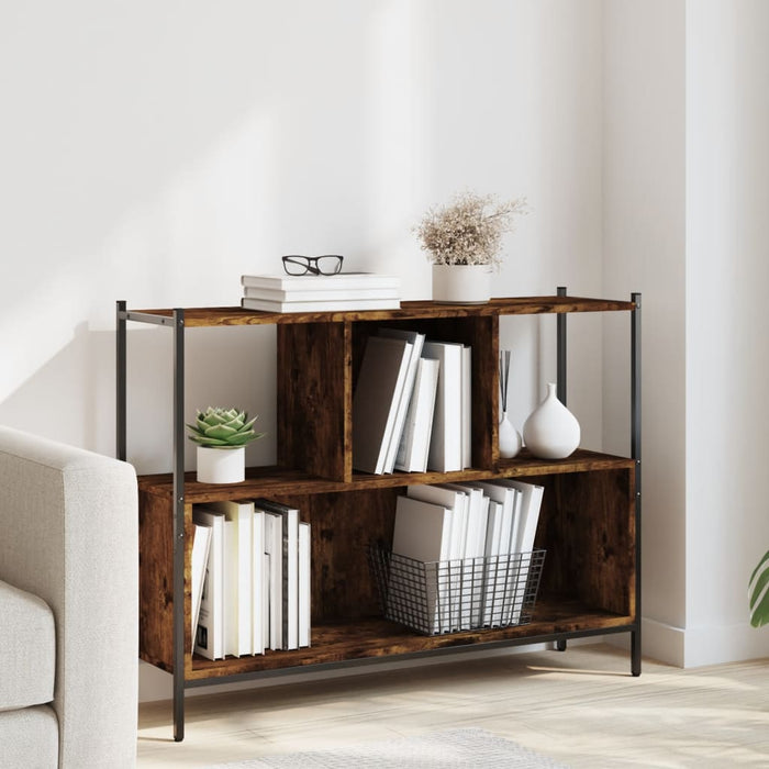 vidaXL Bookcase Smoked Oak 102x28x77.5 cm Engineered Wood