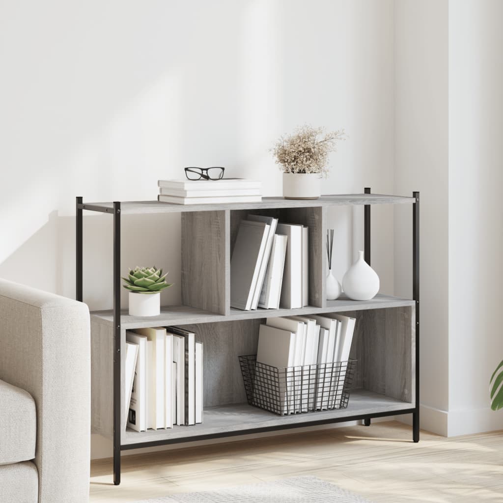 vidaXL Bookcase Grey Sonoma 102x28x77.5 cm Engineered Wood