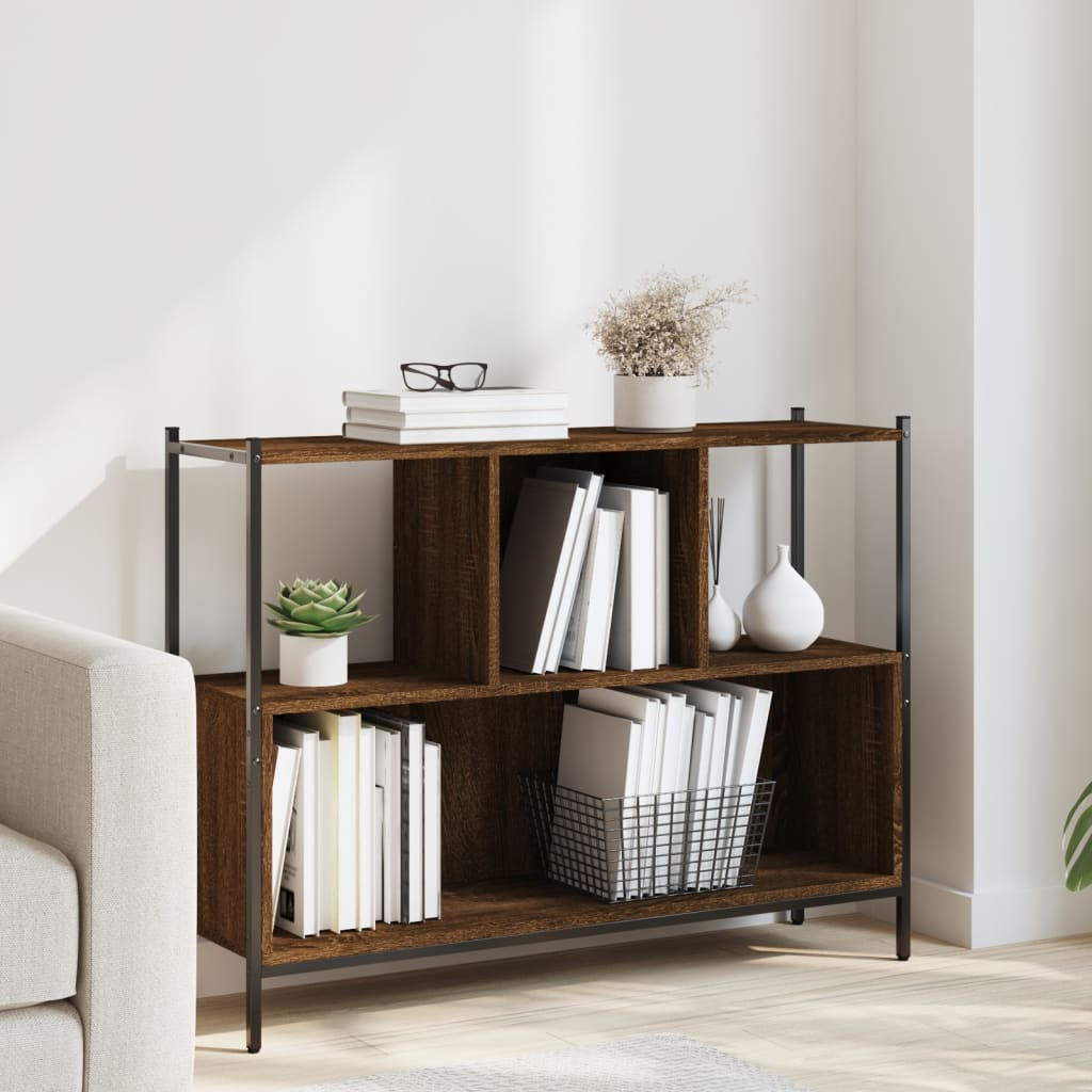 vidaXL Bookcase Brown Oak 102x28x77.5 cm Engineered Wood