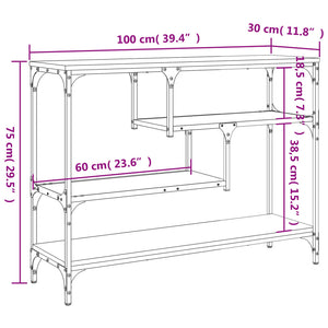 vidaXL Console Table Grey Sonoma 100x30x75 cm Engineered Wood