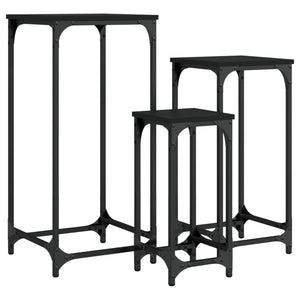 vidaXL Nesting Side Tables 3 pcs Black Engineered Wood