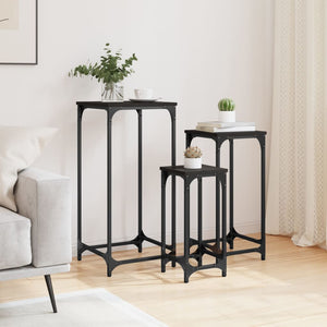 vidaXL Nesting Side Tables 3 pcs Black Engineered Wood