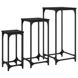 vidaXL Nesting Side Tables 3 pcs Black Engineered Wood