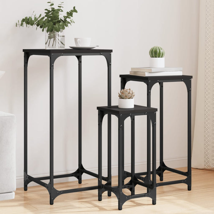 vidaXL Nesting Side Tables 3 pcs Black Engineered Wood