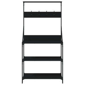 vidaXL Baker's Rack with Hooks 4-Tier Black Engineered Wood