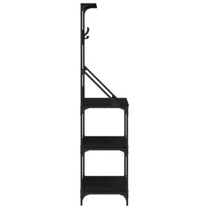 vidaXL Baker's Rack with Hooks 4-Tier Black Engineered Wood