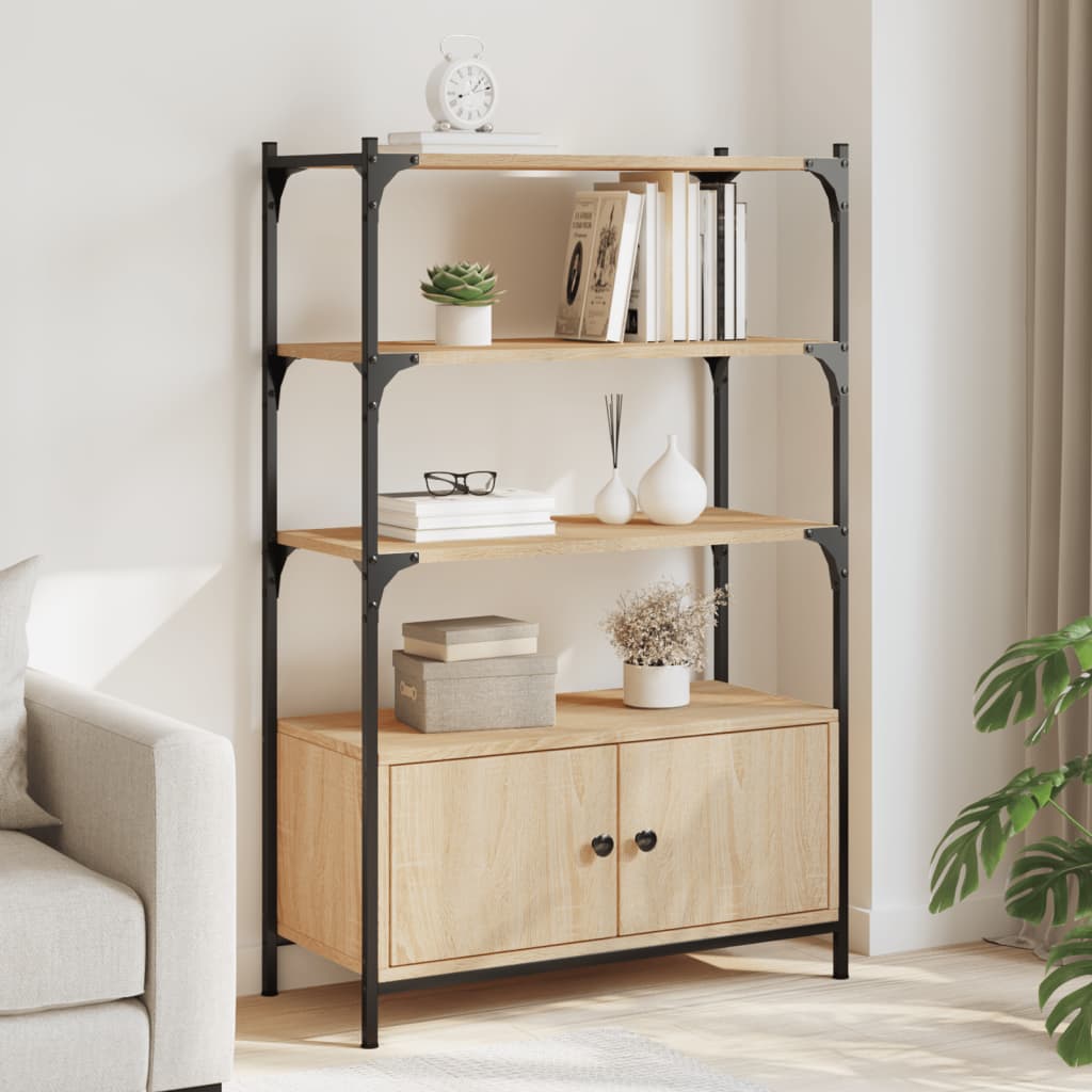 vidaXL Bookcase 3-Tier Sonoma Oak 70x30x109.5 cm Engineered Wood