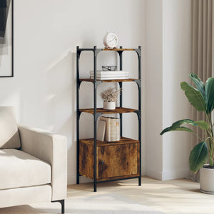 vidaXL Bookcase 3-Tier Smoked Oak 41x30x109.5 cm Engineered Wood