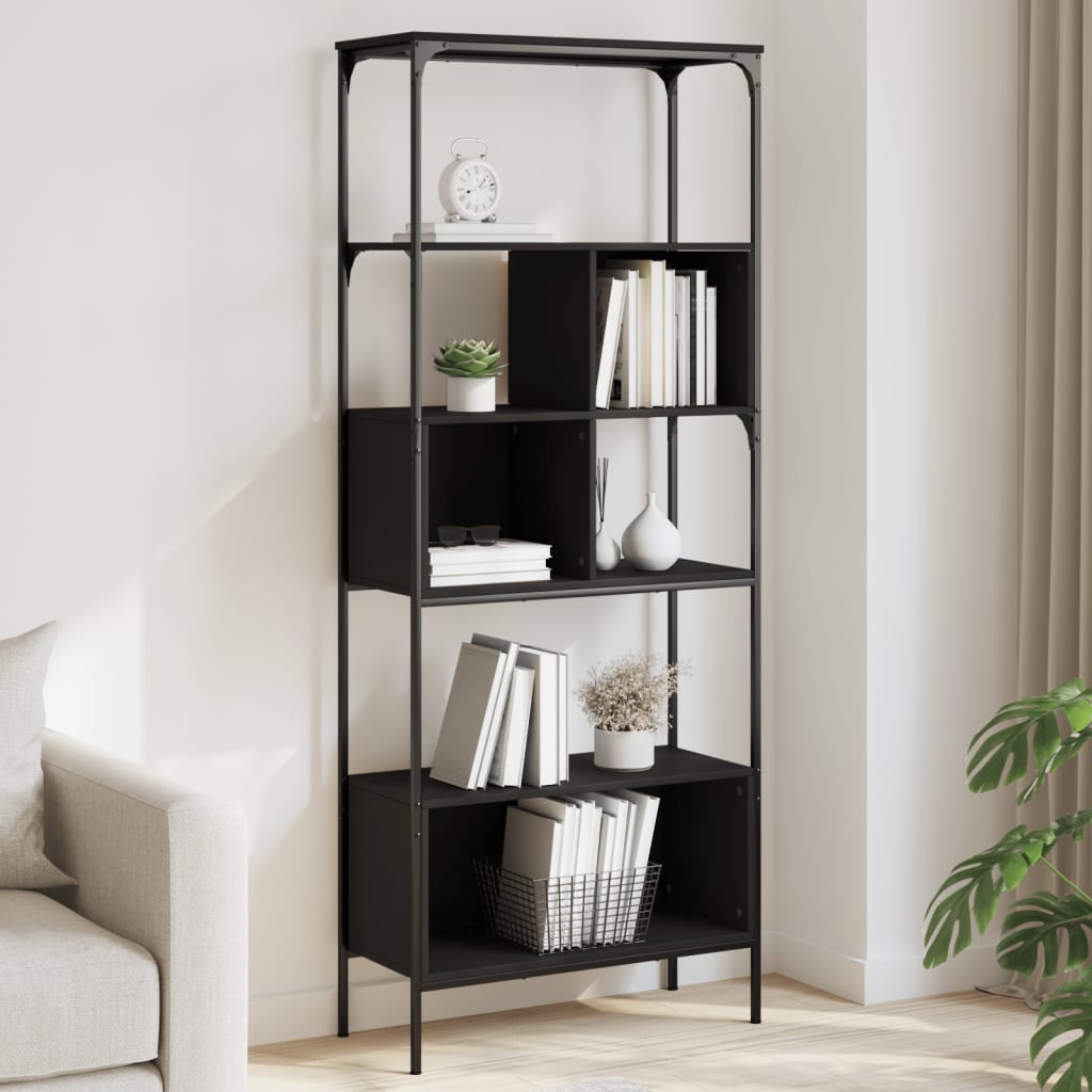 vidaXL Bookcase 5-Tier Black 76x33x188.5 cm Engineered Wood