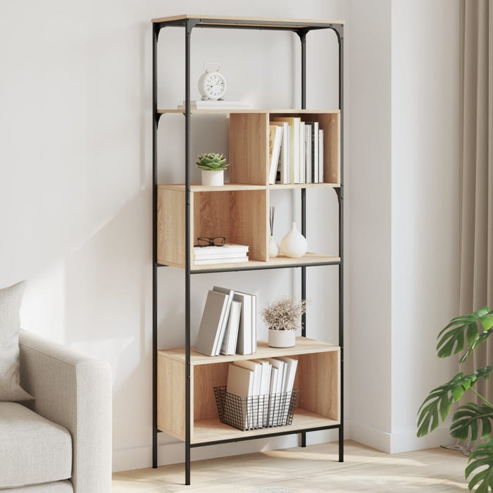 vidaXL Bookcase 5-Tier Sonoma Oak 76x33x188.5 cm Engineered Wood