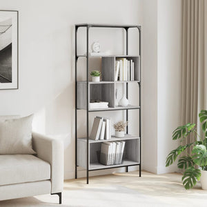 vidaXL Bookcase 5-Tier Grey Sonoma 76x33x188.5 cm Engineered Wood