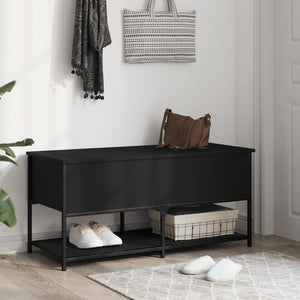 vidaXL Storage Bench Black 100x42.5x47 cm Engineered Wood