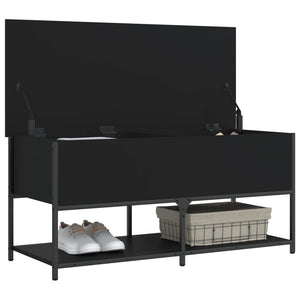 vidaXL Storage Bench Black 100x42.5x47 cm Engineered Wood