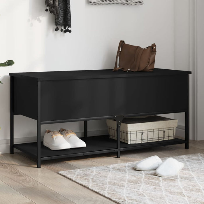 vidaXL Storage Bench Black 100x42.5x47 cm Engineered Wood