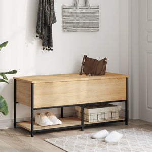 vidaXL Storage Bench Sonoma Oak 100x42.5x47 cm Engineered Wood