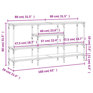 vidaXL Console Table Sonoma Oak 160x29x80 cm Engineered Wood