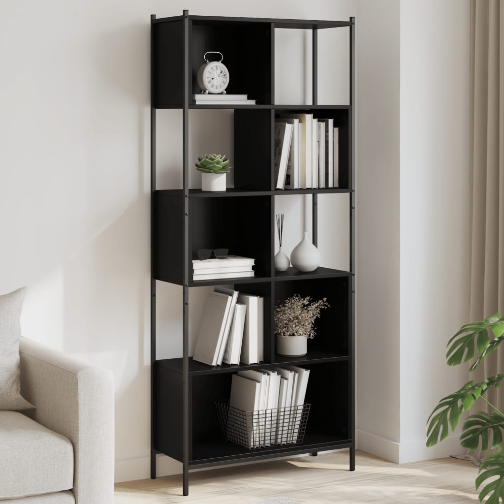 vidaXL Bookcase Black 72x28x172 cm Engineered Wood