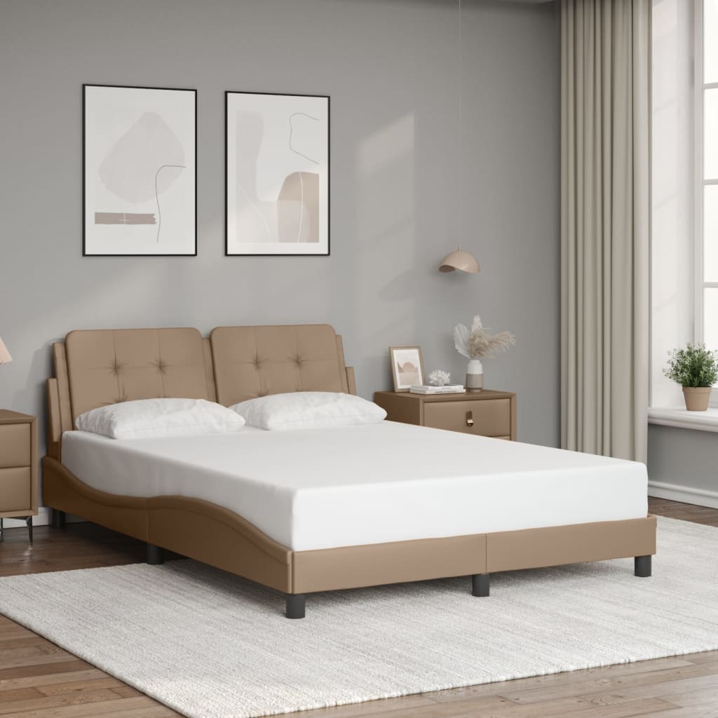 vidaXL Bed Frame without Mattress Cappuccino 140x200 cm Faux Leather