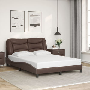 vidaXL Bed Frame with LED without Mattress Brown 140x190 cm