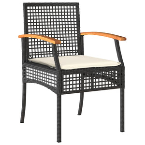 vidaXL 5 Piece Garden Dining Set with Cushions Black Poly Rattan