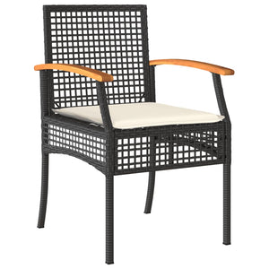 vidaXL 9 Piece Garden Dining Set with Cushions Black Poly Rattan