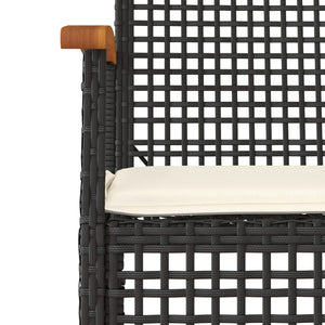 vidaXL 3 Piece Garden Dining Set with Cushions Black Poly Rattan