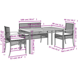 vidaXL 5 Piece Garden Dining Set with Cushions Black Poly Rattan