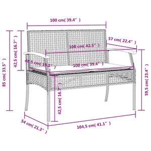 vidaXL 3 Piece Garden Dining Set with Cushions Beige Poly Rattan