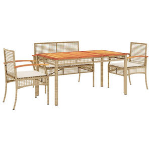 vidaXL 5 Piece Garden Dining Set with Cushions Beige Poly Rattan