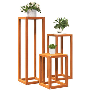 vidaXL Plant Stands 3 pcs Wax Brown Solid Wood Pine