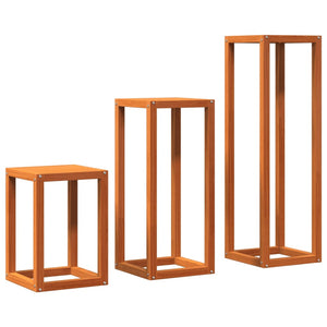 vidaXL Plant Stands 3 pcs Wax Brown Solid Wood Pine