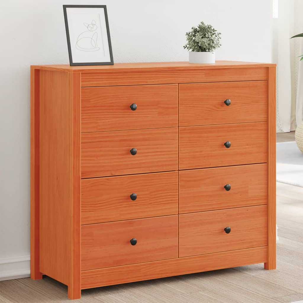 vidaXL Side Cabinet Wax Brown 100x40x90 cm Solid Wood Pine