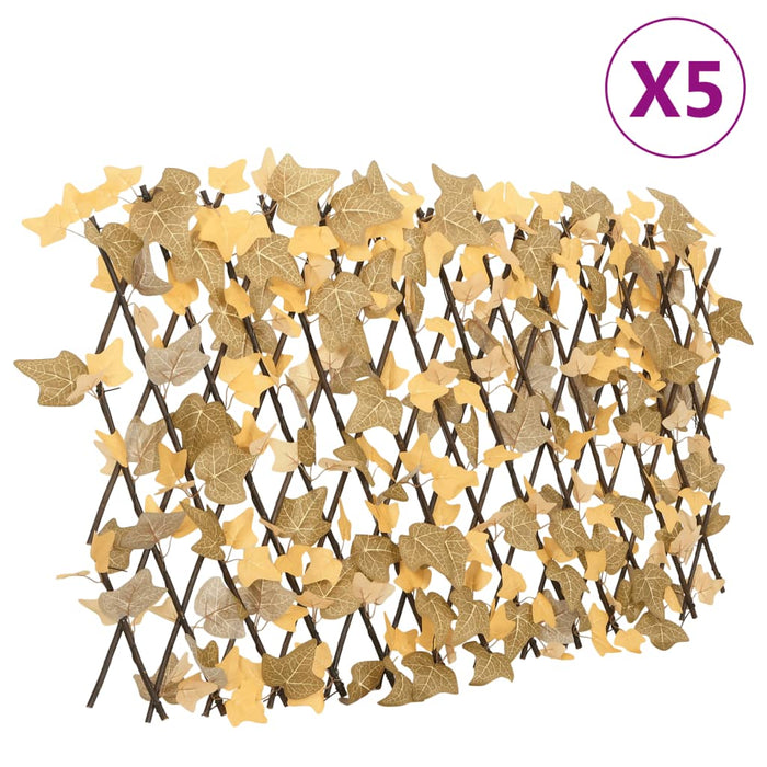 vidaXL Artificial Maple Leaf Trellis Expandable Orange 5 pcs 180x60 cm