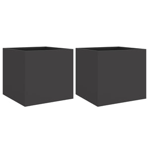 vidaXL Planters 2 pcs Black 32x30x29 cm Steel