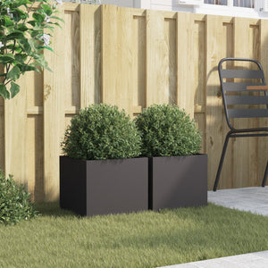 vidaXL Planters 2 pcs Black 32x30x29 cm Steel