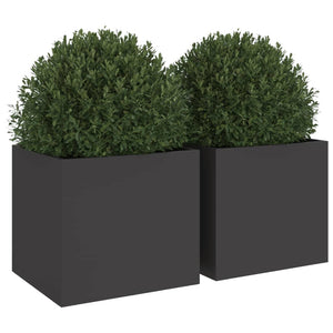 vidaXL Planters 2 pcs Black 32x30x29 cm Steel