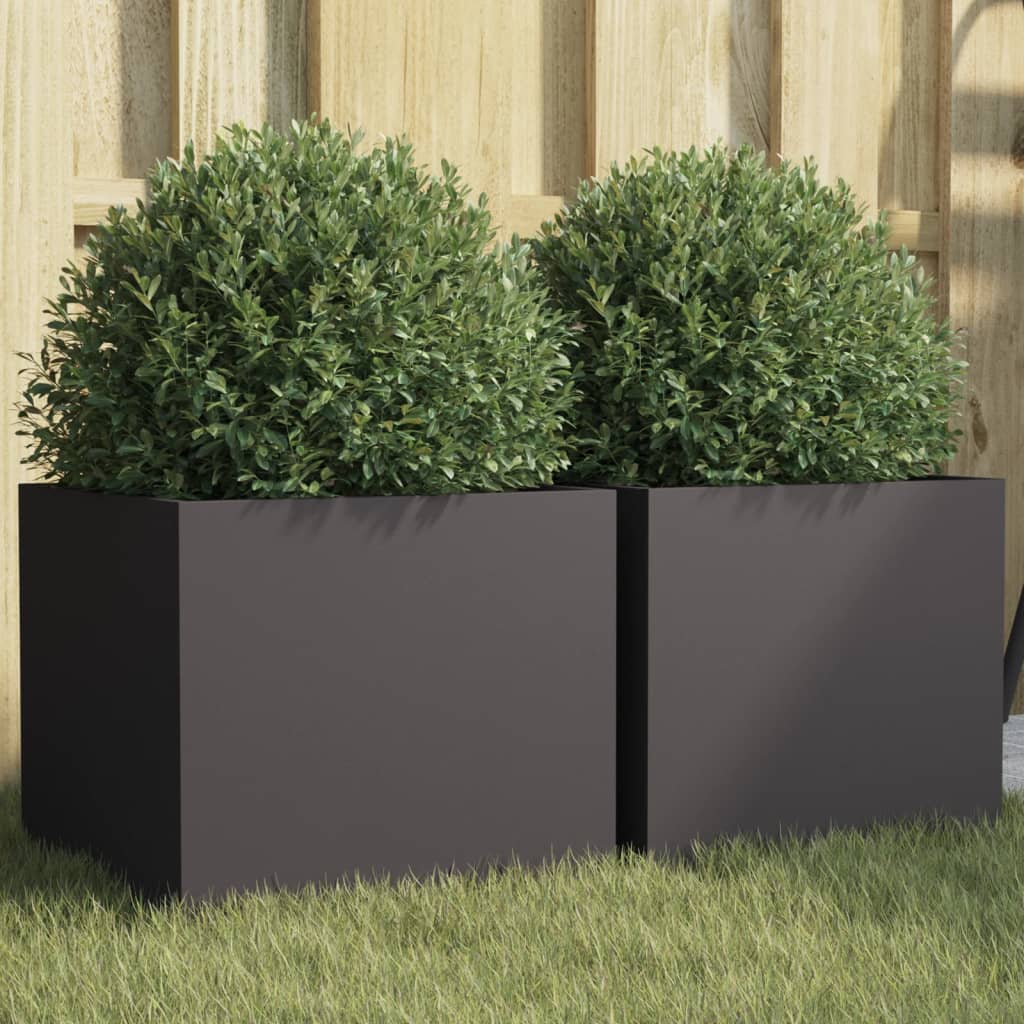 vidaXL Planters 2 pcs Black 32x30x29 cm Steel