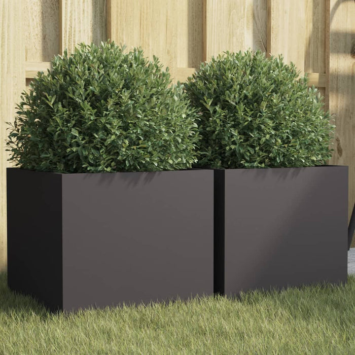 vidaXL Planters 2 pcs Black 32x30x29 cm Steel