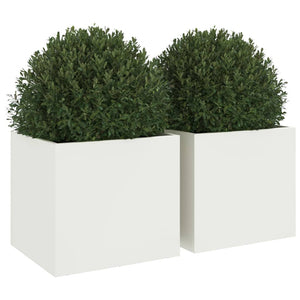 vidaXL Planters 2 pcs White 32x30x29 cm Steel