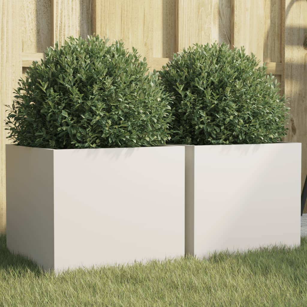 vidaXL Planters 2 pcs White 32x30x29 cm Steel