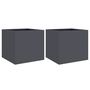 vidaXL Planters 2 pcs Anthracite 32x30x29 cm Steel