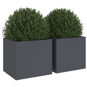 vidaXL Planters 2 pcs Anthracite 32x30x29 cm Steel