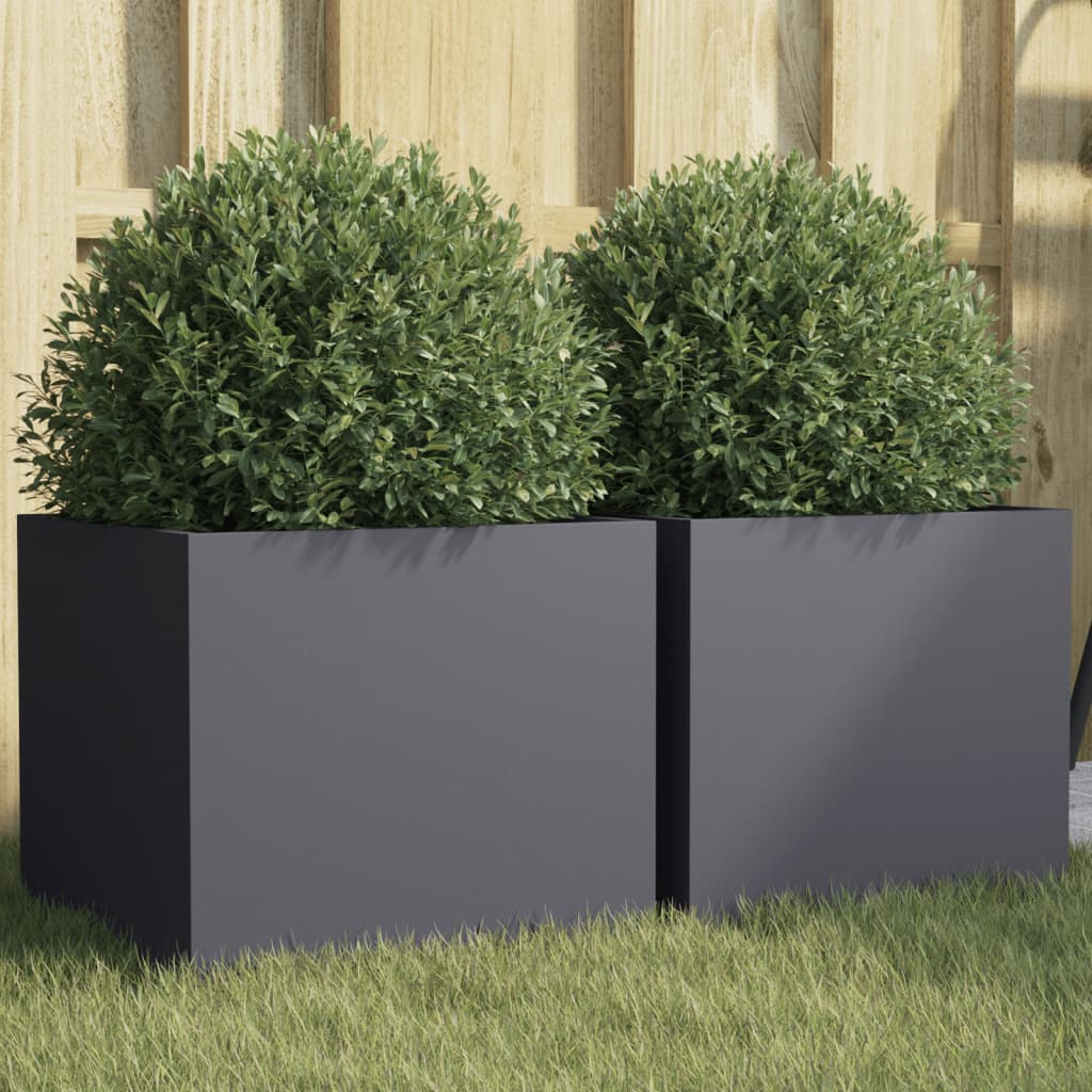 vidaXL Planters 2 pcs Anthracite 32x30x29 cm Steel