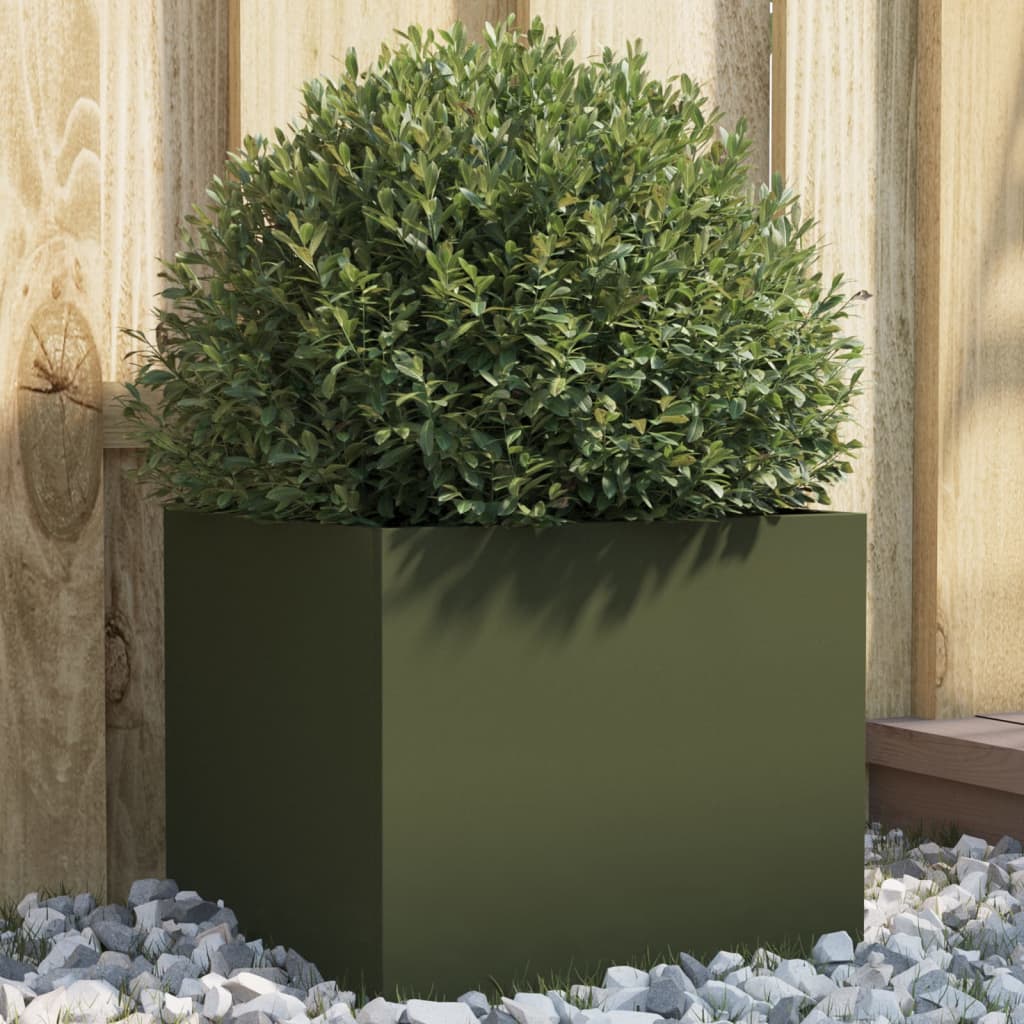 vidaXL Planter Olive Green 32x30x29 cm Steel