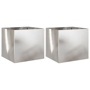 vidaXL Planters 2 pcs Silver 32x30x29 cm Stainless Steel