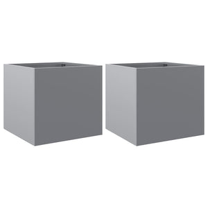 vidaXL Planters 2 pcs Silver 32x30x29 cm Galvanised Steel