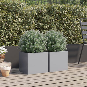 vidaXL Planters 2 pcs Silver 32x30x29 cm Galvanised Steel