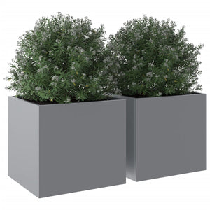 vidaXL Planters 2 pcs Silver 32x30x29 cm Galvanised Steel